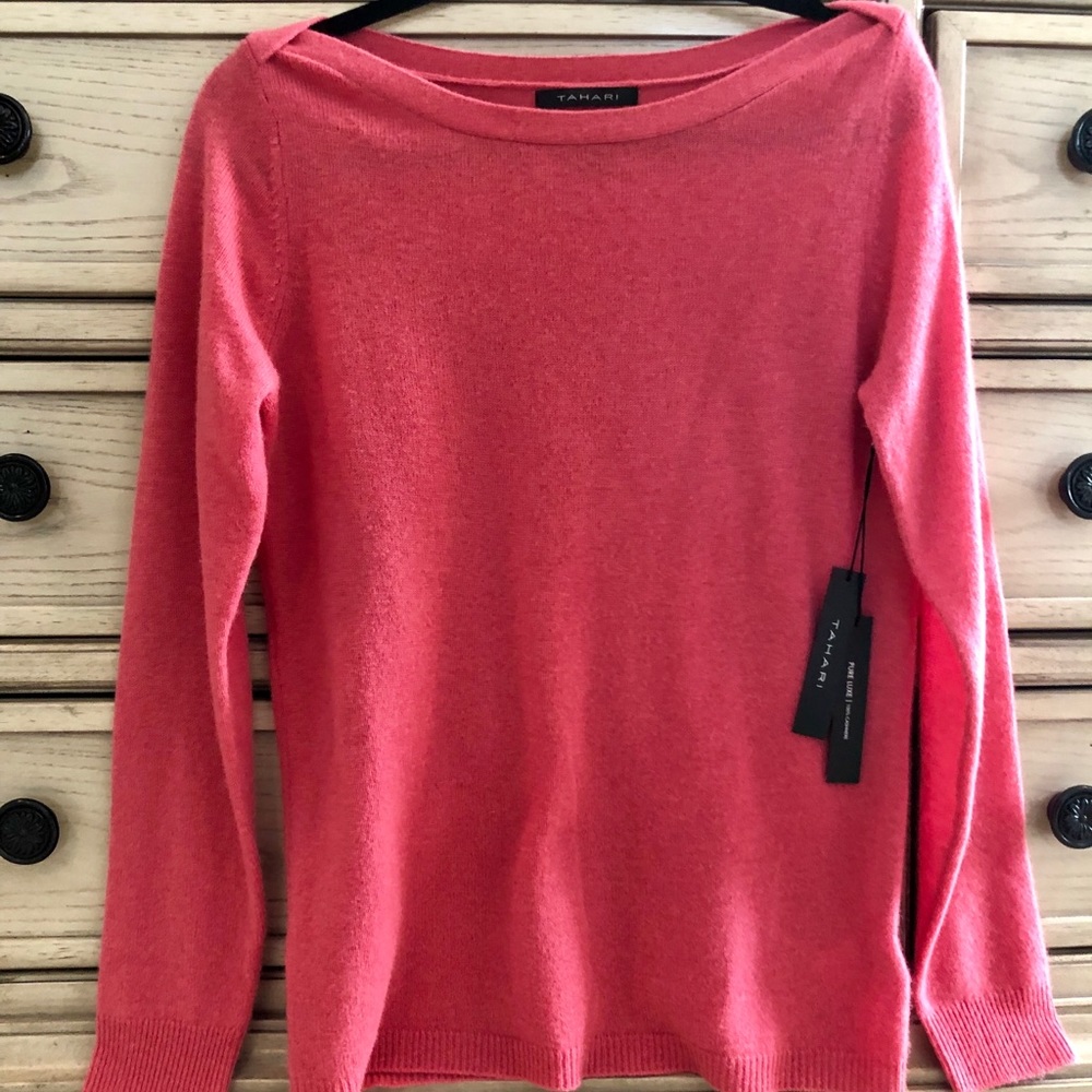 NWT Tahari Pink 100% Pure Cashmere Sweater